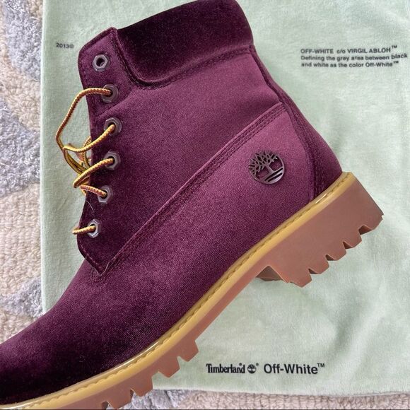 Off-White (Virgil Abloh) x Timberland 6” Limited Edition Velvet Boots FW18 - Picture 2 of 15
